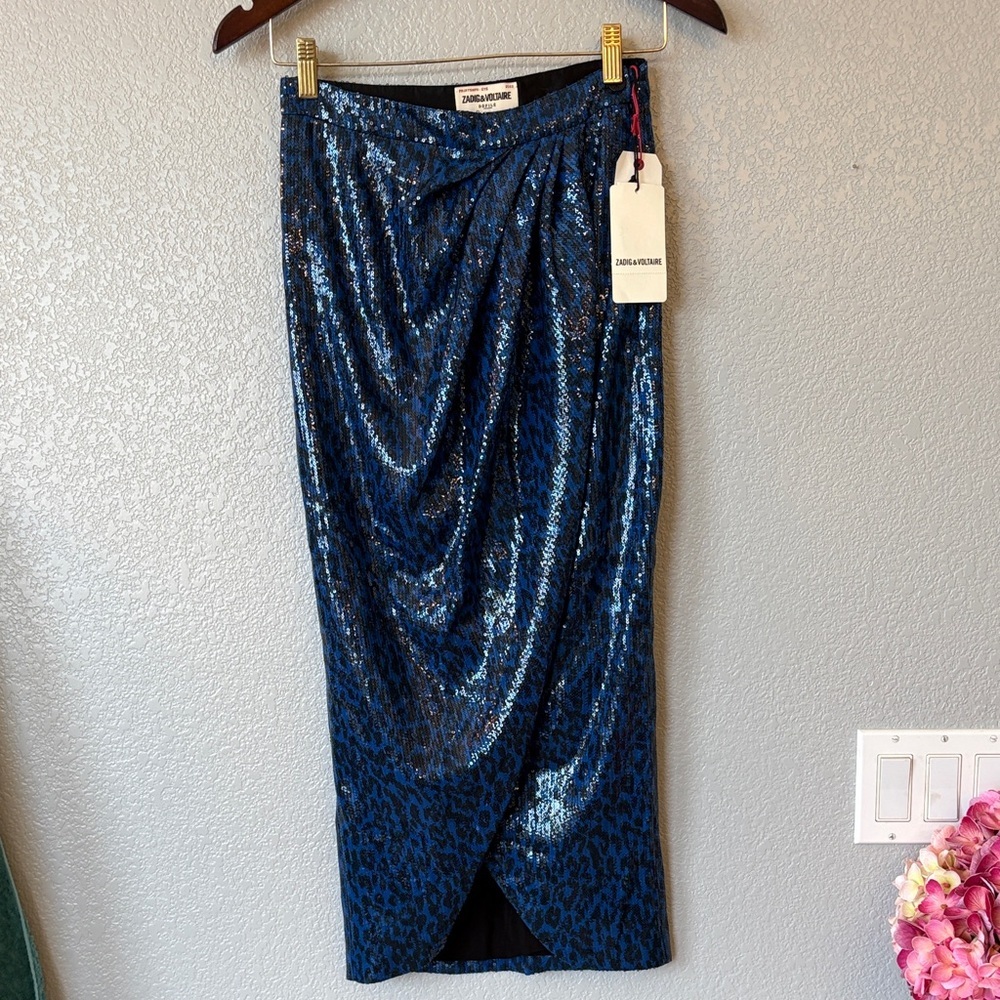 Zadig & Voltaire Sparkling Navy Pencil Skirt